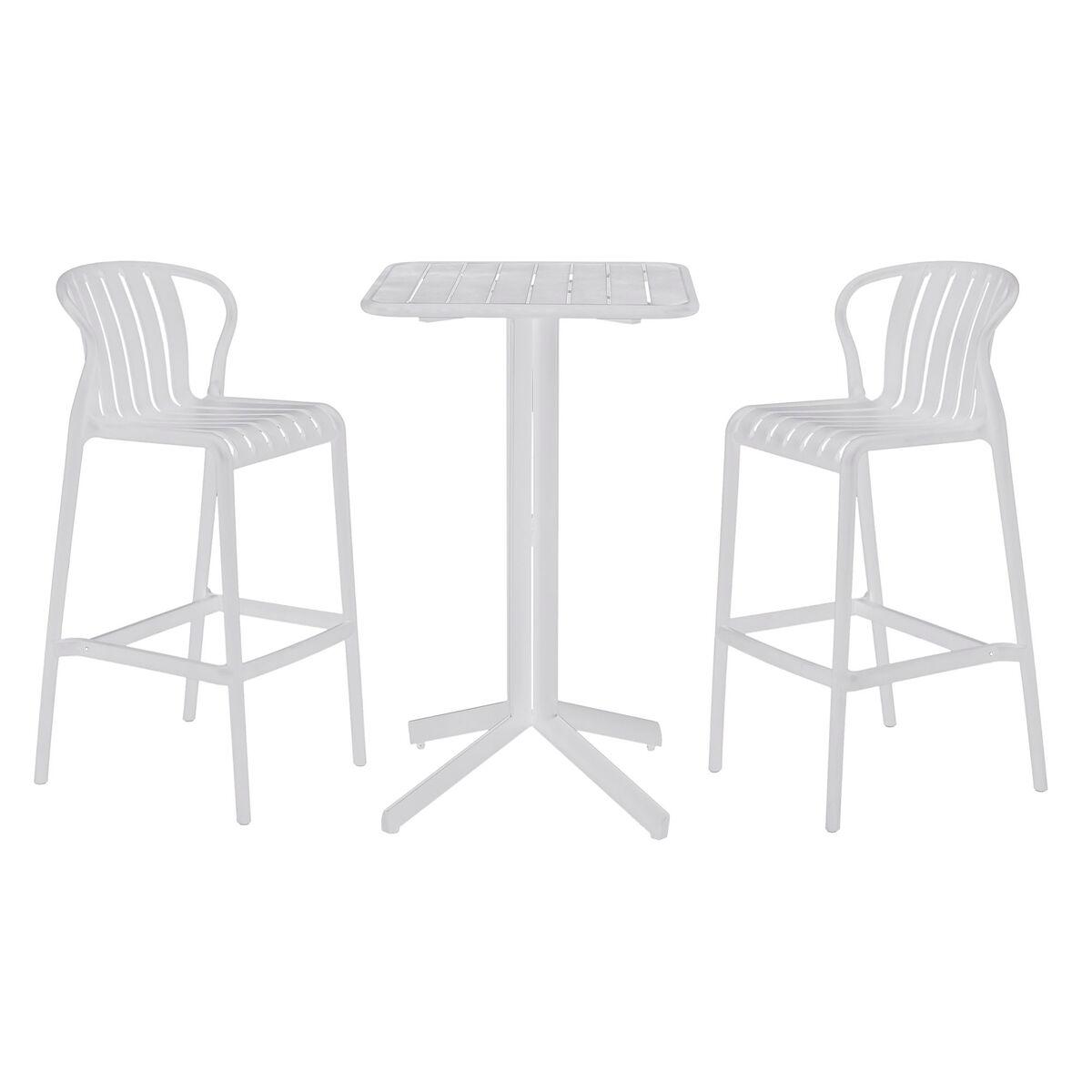 Conjunto de Mesa con 2 Sillas Home ESPRIT Blanco Metal Polipropileno 60 x 60 x 102 cm
