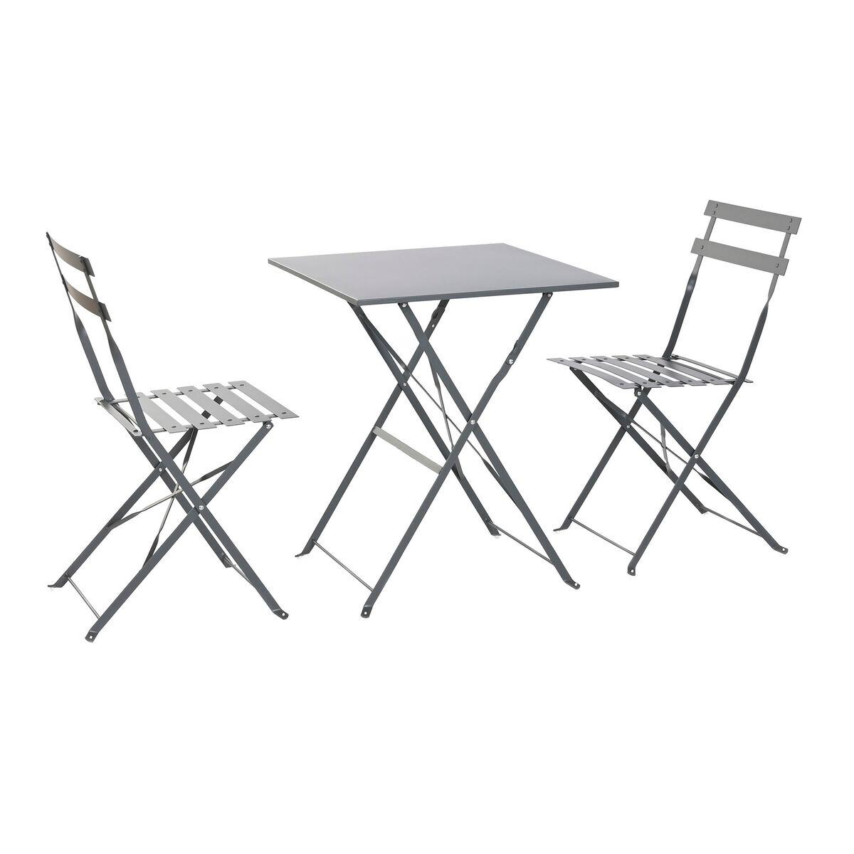 Conjunto de Mesa con 2 Sillas Home ESPRIT Gris 60 x 60 x 71 cm
