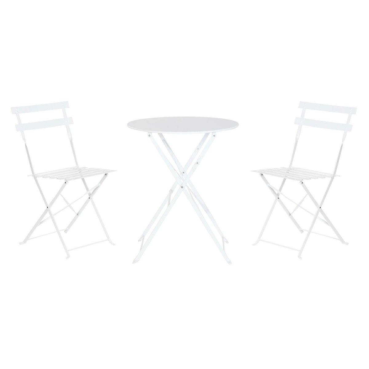 Conjunto de Mesa con 2 Sillas Home ESPRIT Blanco 60 x 60 x 71 cm