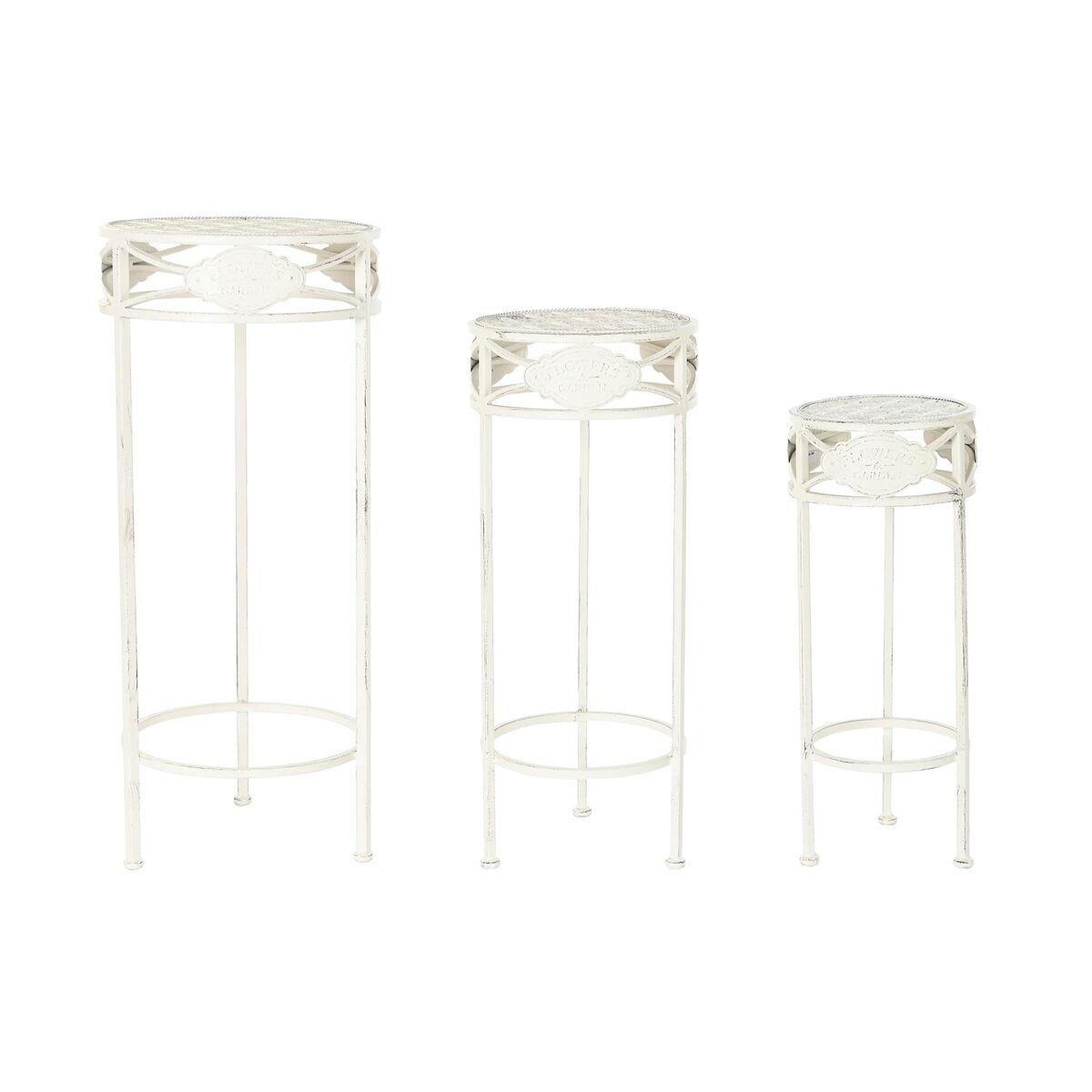 Juego de 3 mesas Home ESPRIT Blanco 30,5 x 30,5 x 70 cm (3 Piezas)