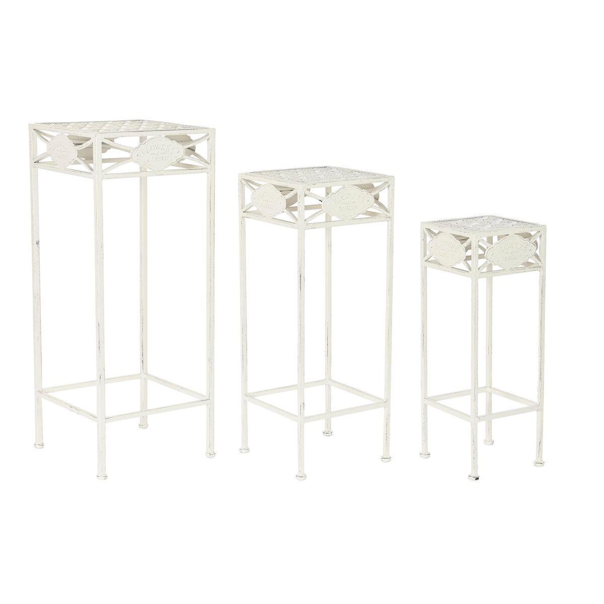 Juego de 3 mesas Home ESPRIT Blanco 30 x 30 x 70 cm (3 Piezas)