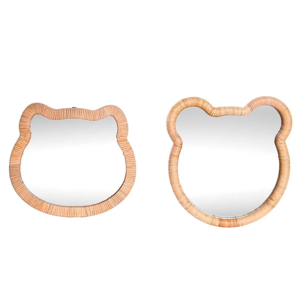Espejo de pared Home ESPRIT Natural 40 x 3 x 42 cm 40 x 3 x 43 cm (2 Unidades)
