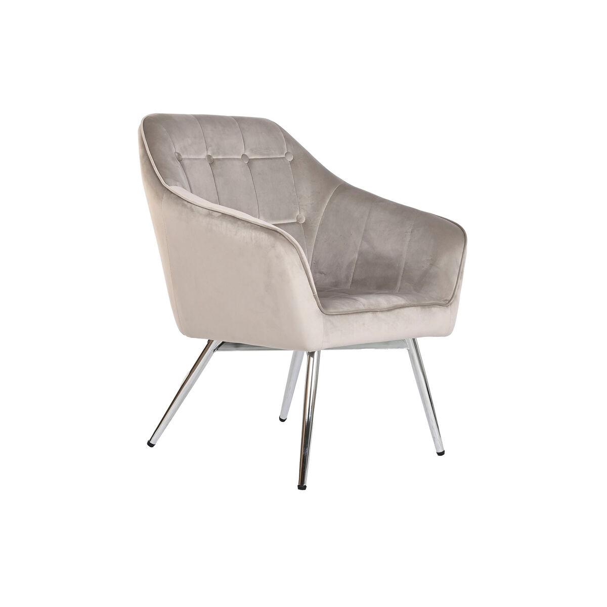 Butaca Home ESPRIT Gris Crema Dorado Plateado Poliéster Metal 74 x 74 x 90 cm 74 x 67 x 90 cm