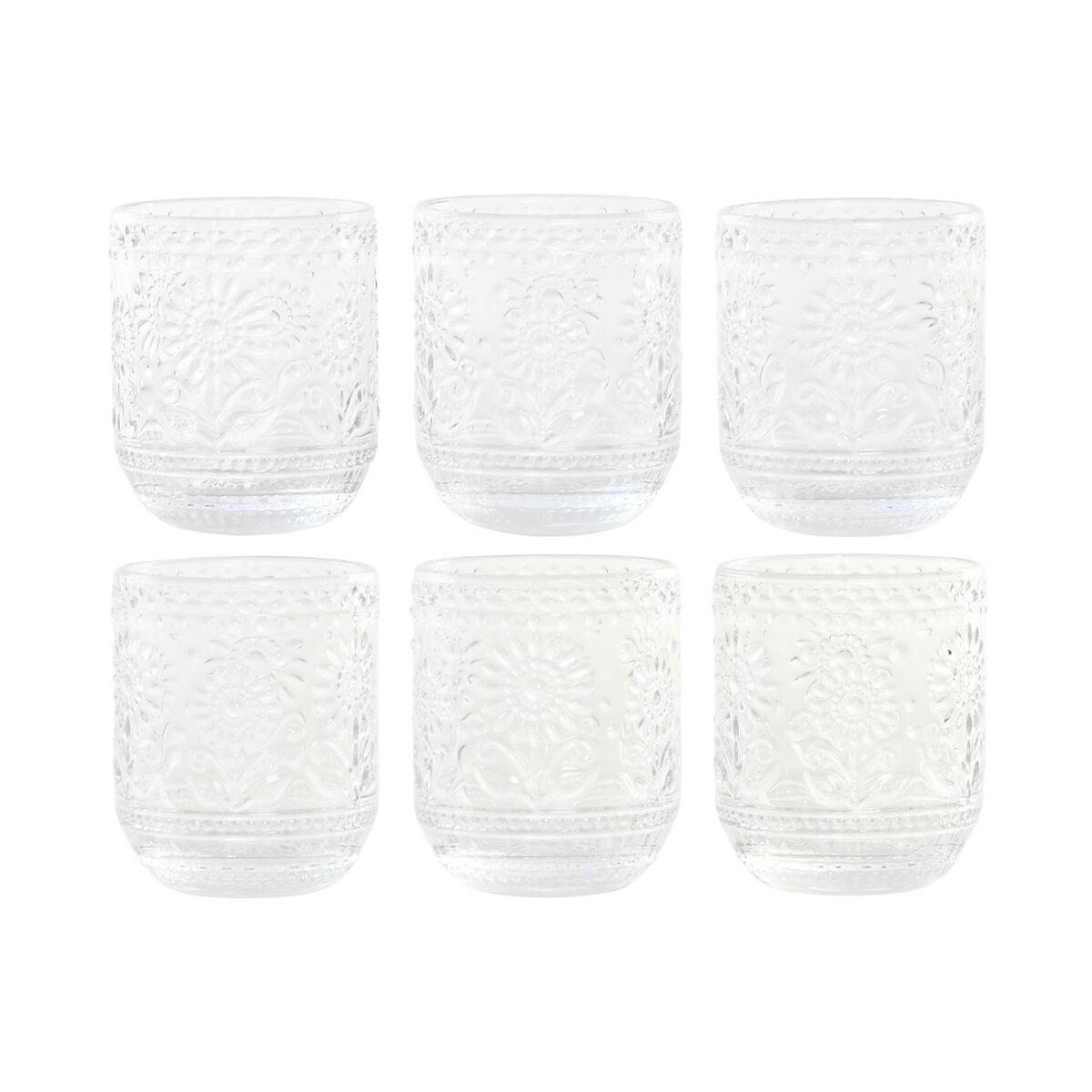 Set de Vasos Home ESPRIT Transparente Cristal Con relieve 360 ml (6 Unidades)