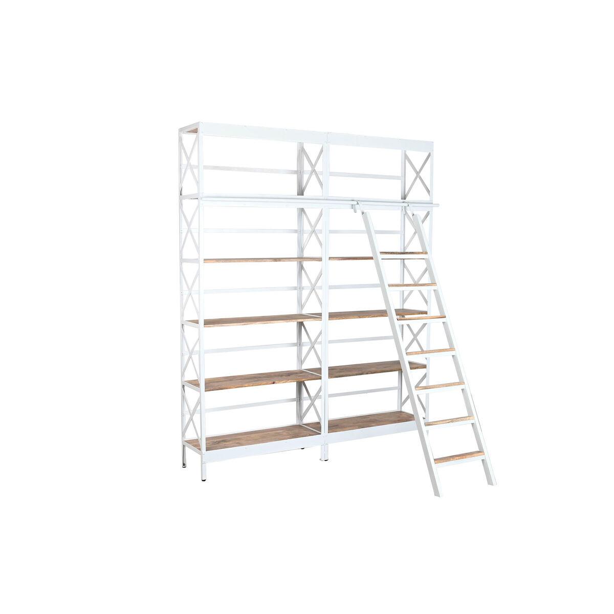 Estantería Home ESPRIT Blanco Natural Metal Madera de mango 180 x 35 x 220 cm