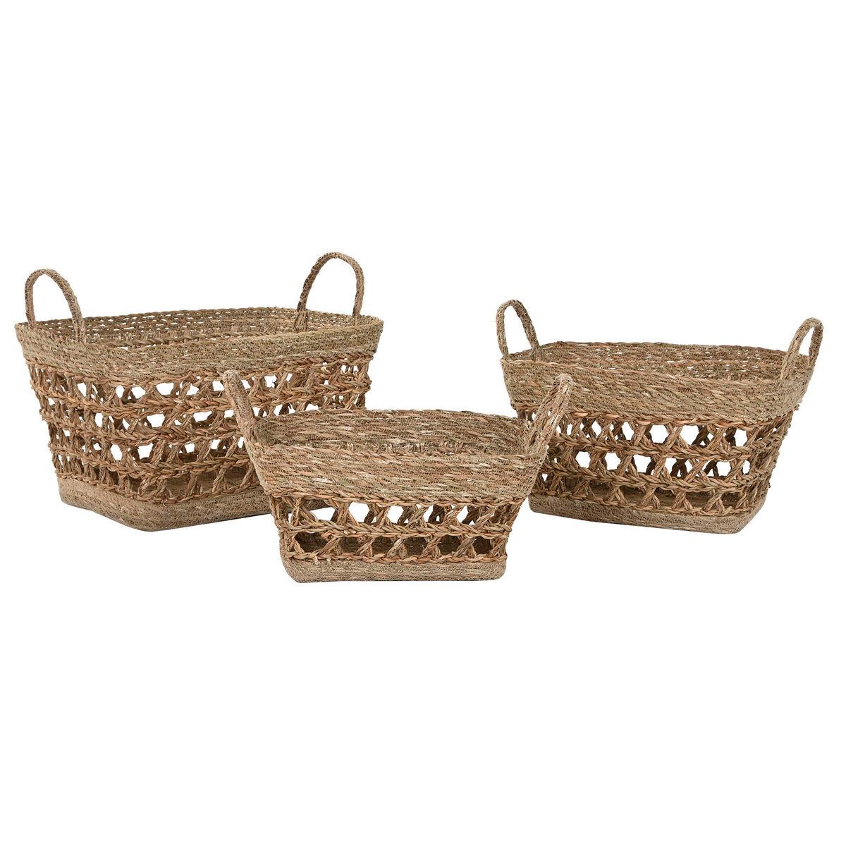 Juego de Cestas Home ESPRIT Hierba marina Tropical 45 x 35 x 35 cm