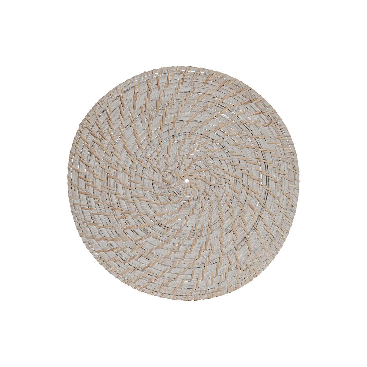 Salvamantel Home ESPRIT Blanco Natural Bambú Ratán 34 x 34 x 1,5 cm