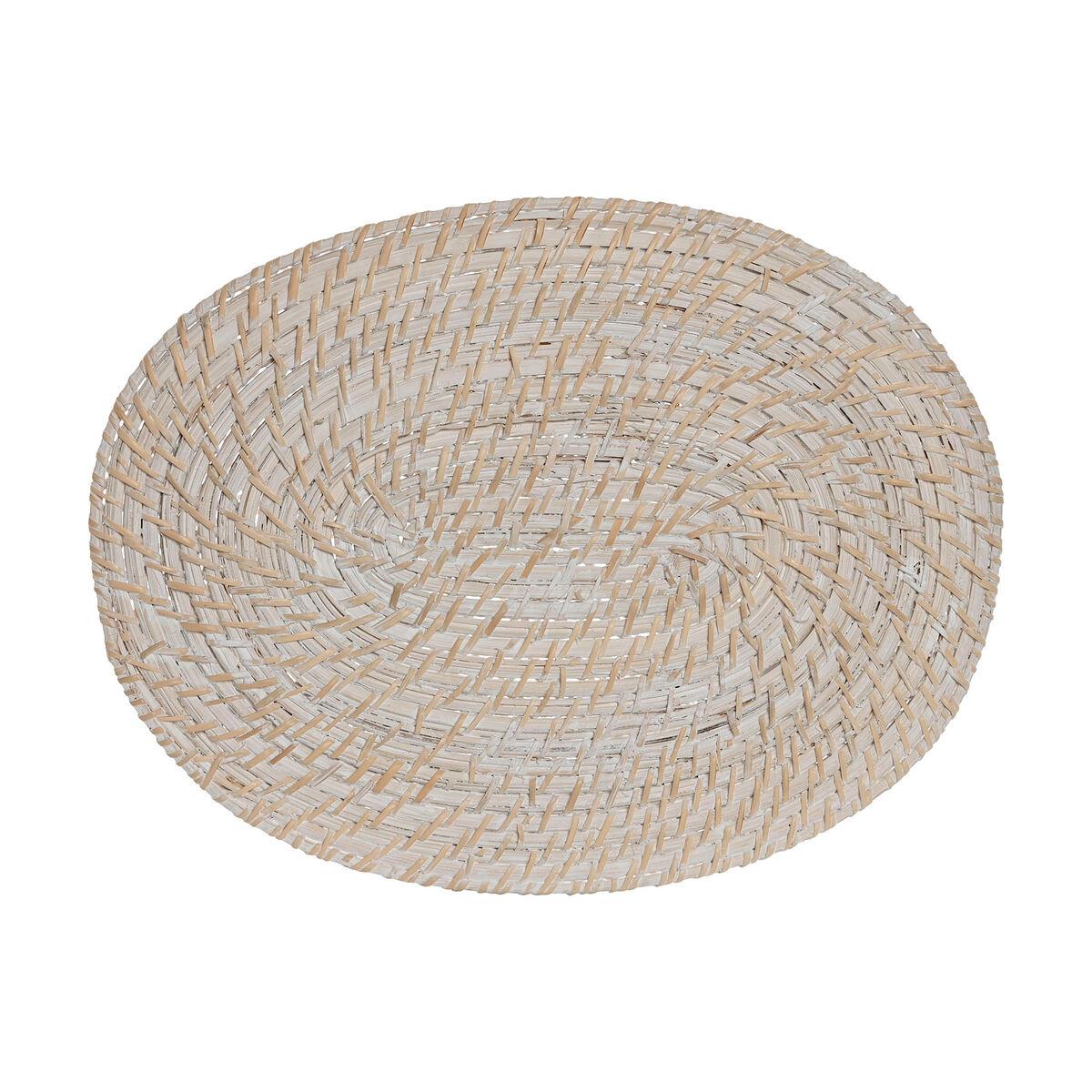 Mantel Individual Home ESPRIT Blanco Natural Bambú Ratán 40 x 30 x 1 cm
