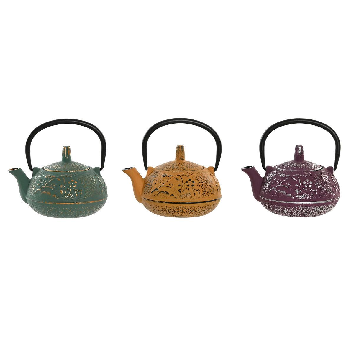Tetera Home ESPRIT Amarillo Verde Lila Acero Inoxidable Hierro 300 ml (3 Unidades)