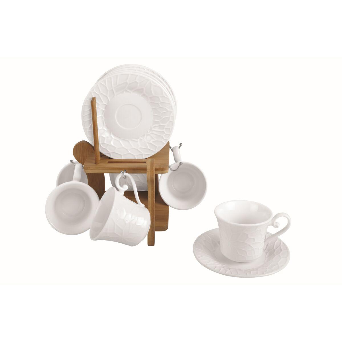 Juego de Tazas de Café Home ESPRIT Blanco Bambú Porcelana 90 ml