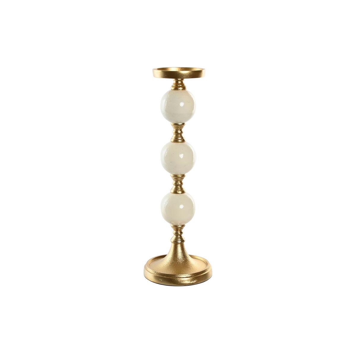 Candelabro Home ESPRIT Blanco Dorado Aluminio Moderno 15 x 15 x 43.5 cm