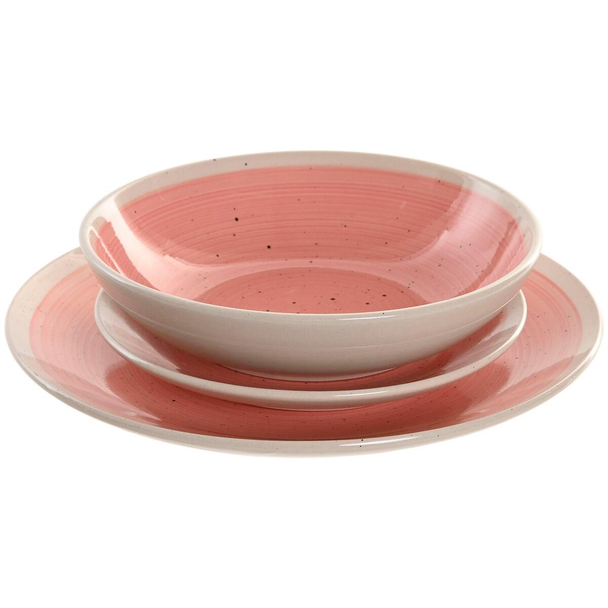 Vajilla Home ESPRIT Blanco Rosa Gres 18 Piezas