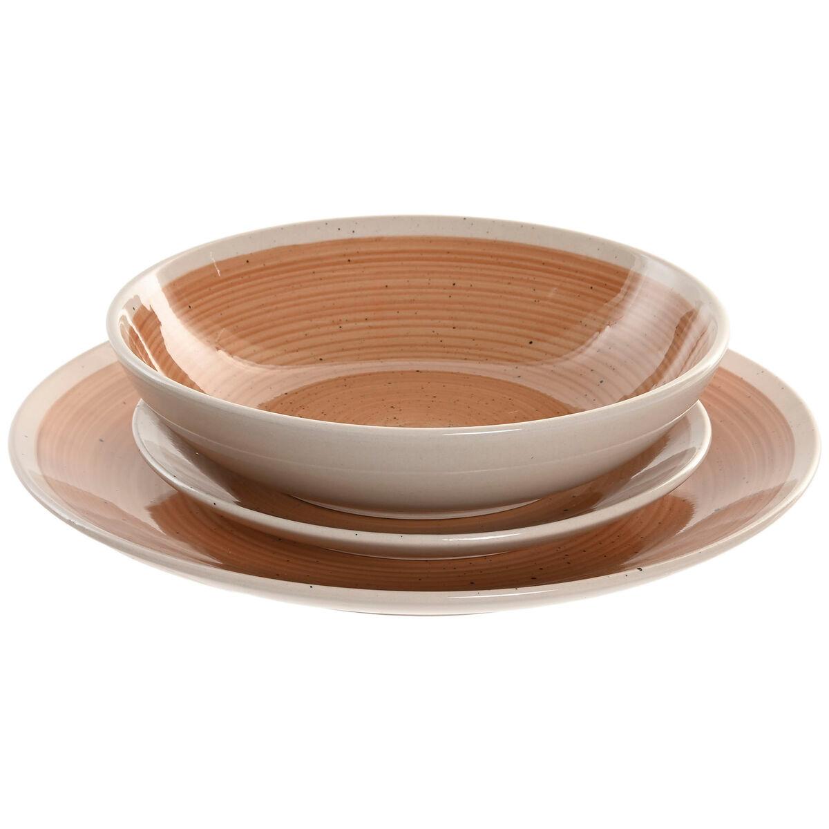 Vajilla Home ESPRIT Blanco Naranja Gres 18 Piezas