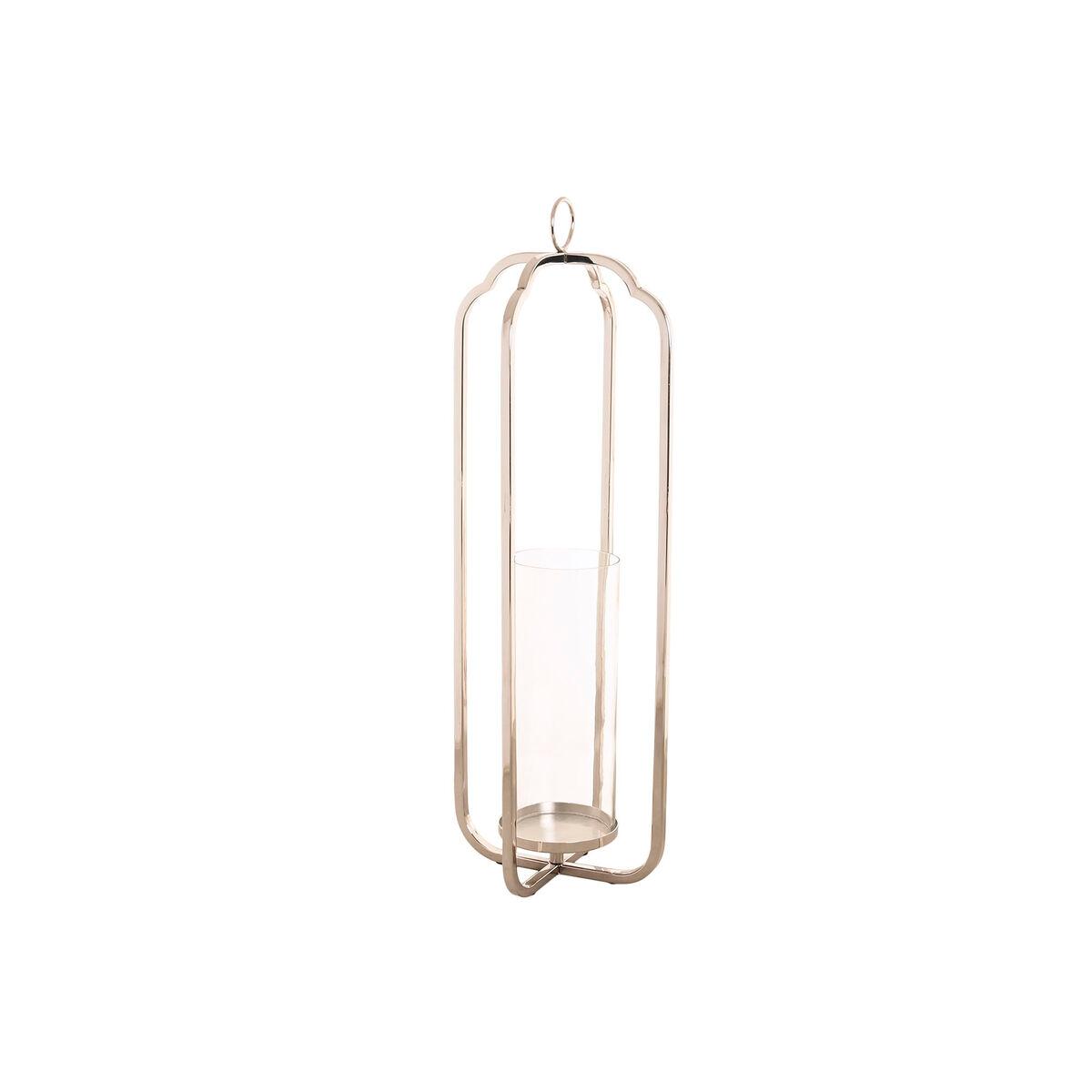 Portavelas Home ESPRIT Plateado Cristal Acero 21 x 21 x 62 cm