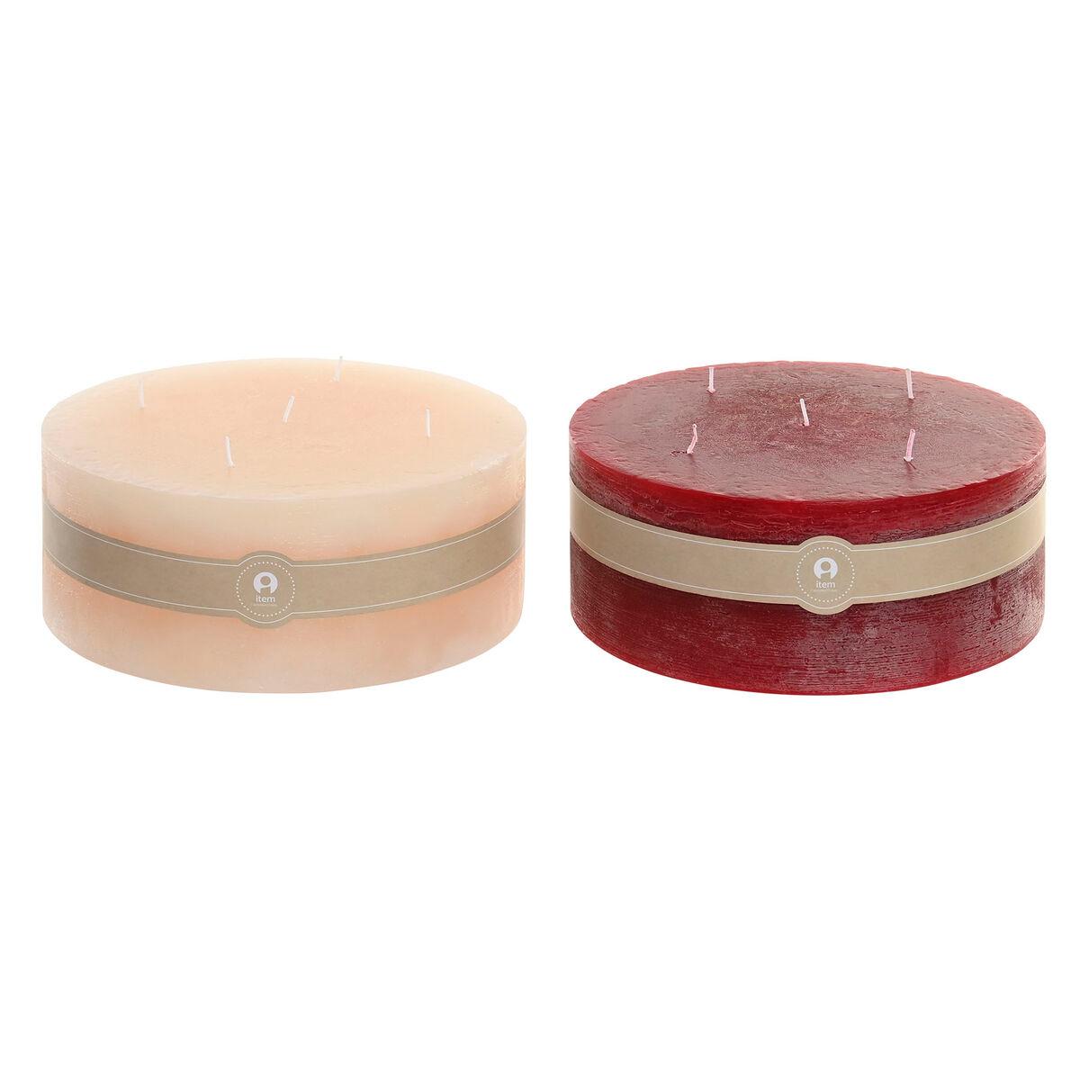 Vela Home ESPRIT Rojo Crema Navidad 25 x 25 x 10 cm (2 Unidades)