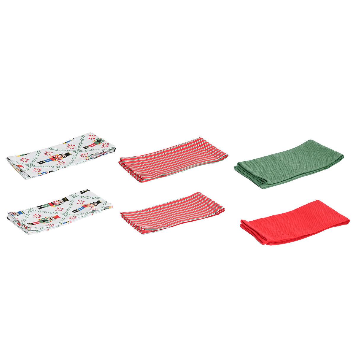 Paño de Cocina Home ESPRIT Rojo Verde Beige 60 X 0,2 X 40 CM
