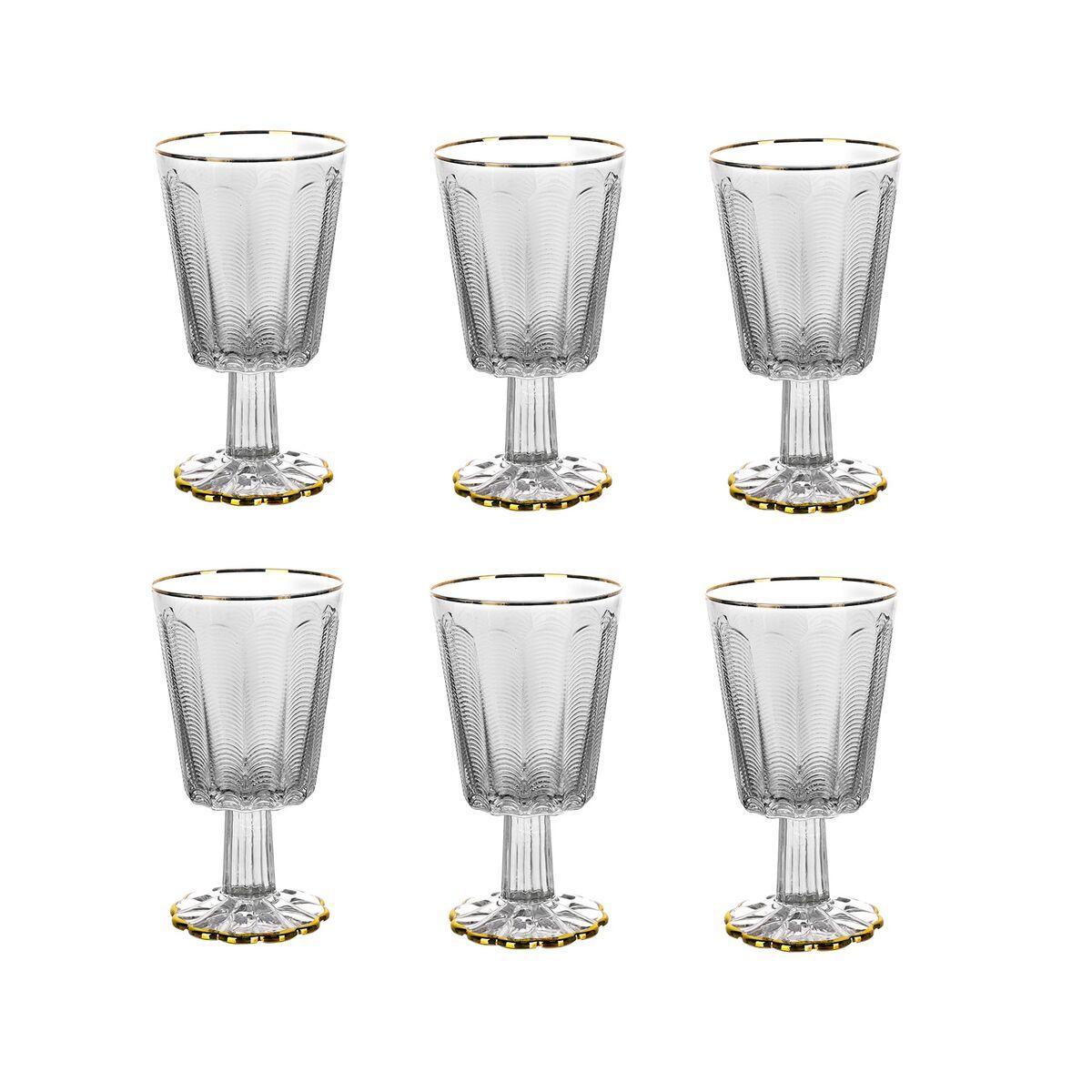 Set de Copas Home ESPRIT Transparente Dorado Cristal 445 ml