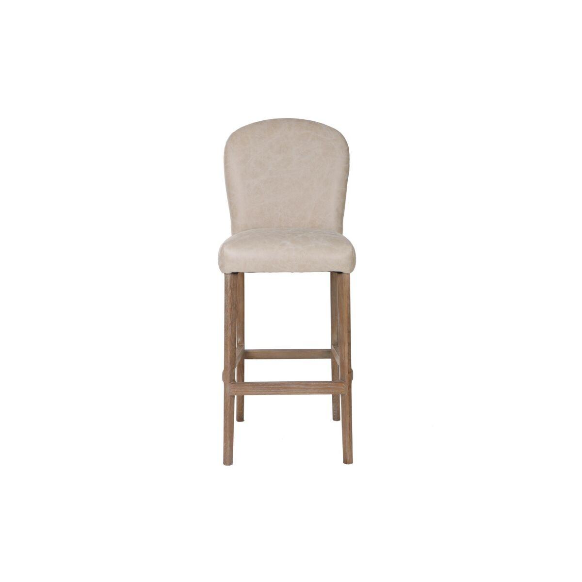 Taburete Home ESPRIT Blanco Piel