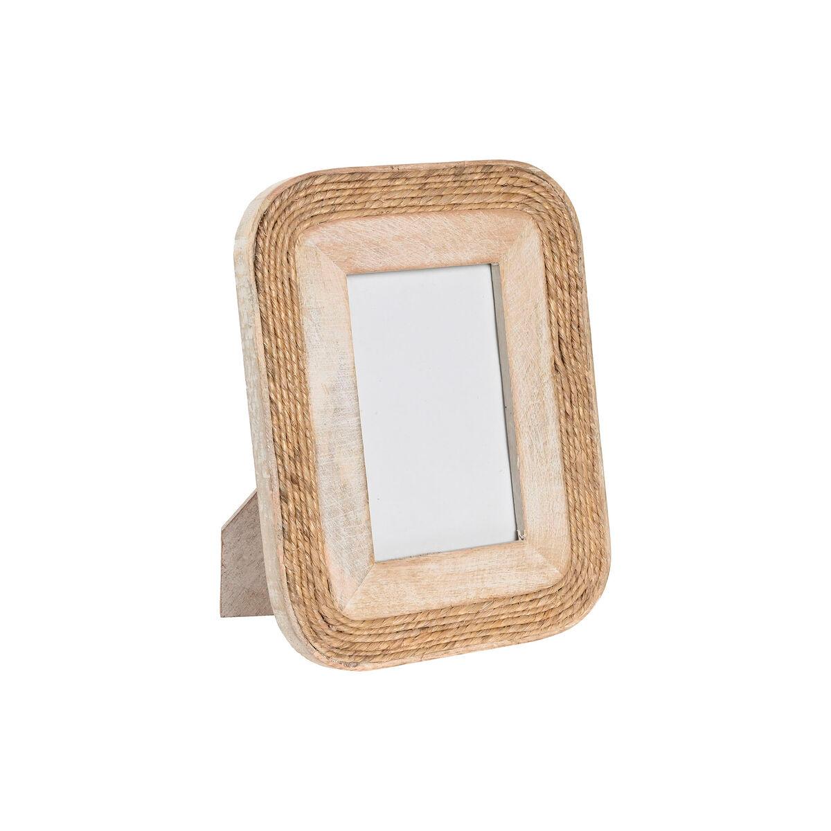 Marco de Fotos Home ESPRIT Marrón Cristal Cuerda Madera de mango Natural Cottage