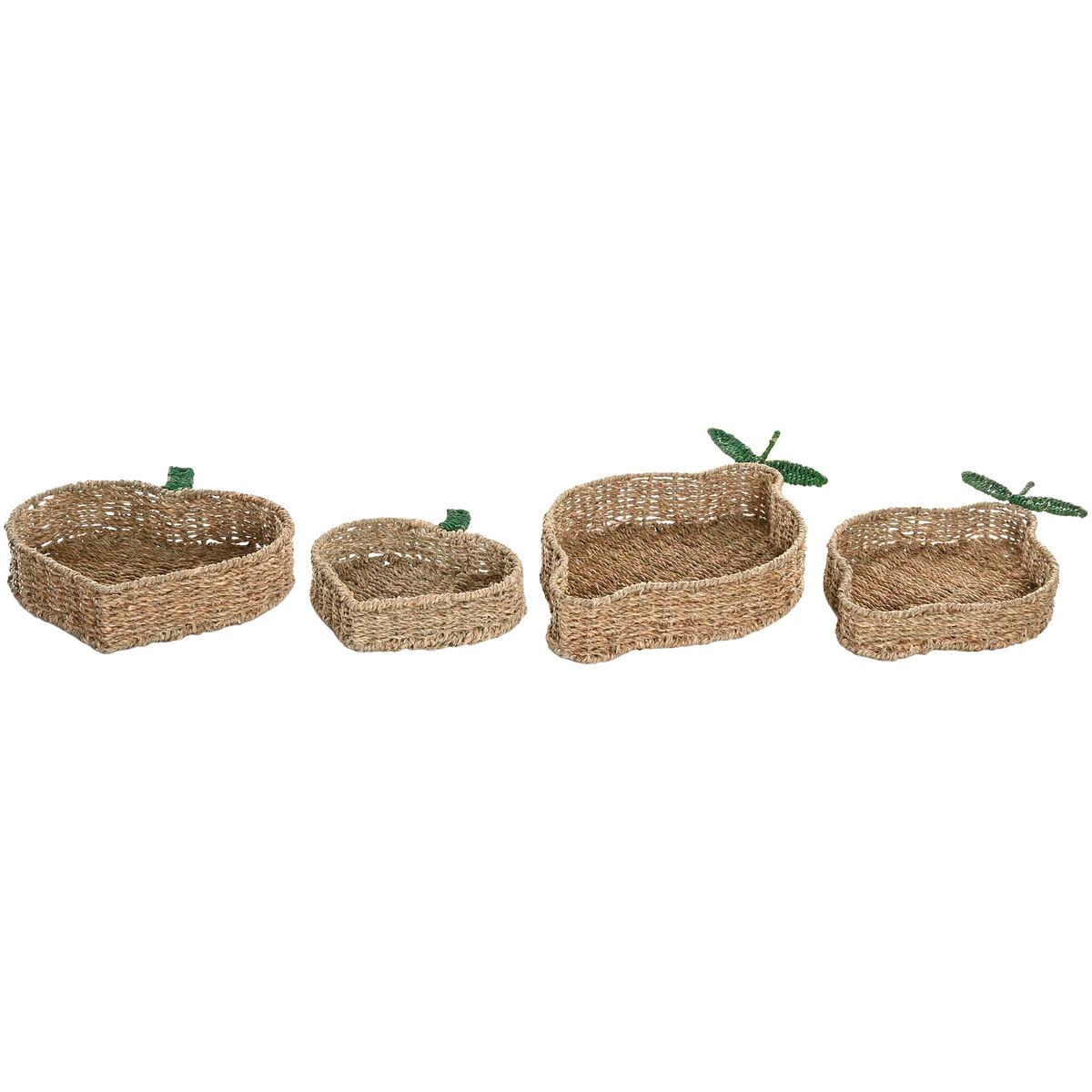 Centro de Mesa Home ESPRIT Verde Natural Metal Fibra natural 33 X 32 X 8 CM (2 Unidades)