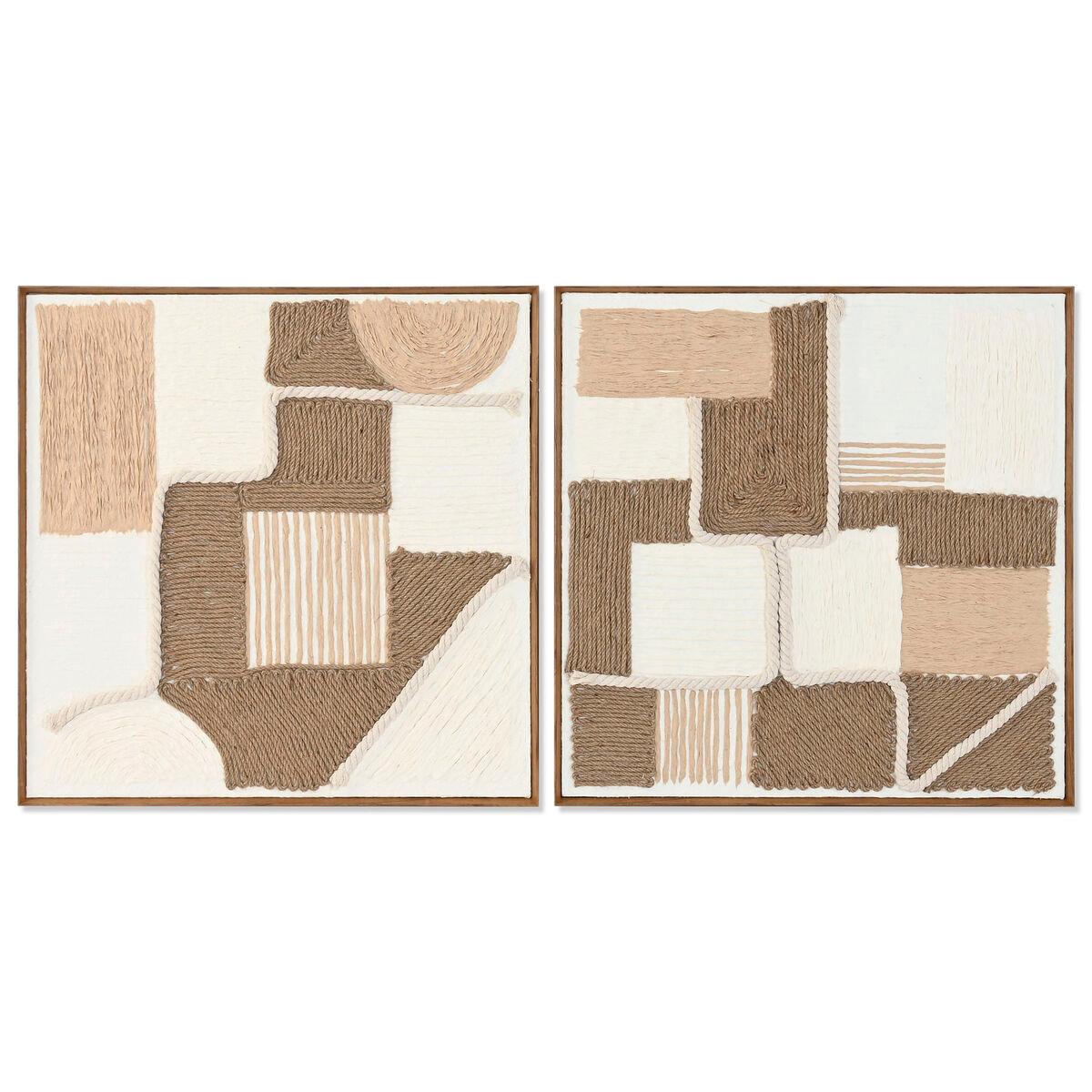 Cuadro Home ESPRIT Yute Papel 60 X 3,6 X 60 CM (2 Unidades)
