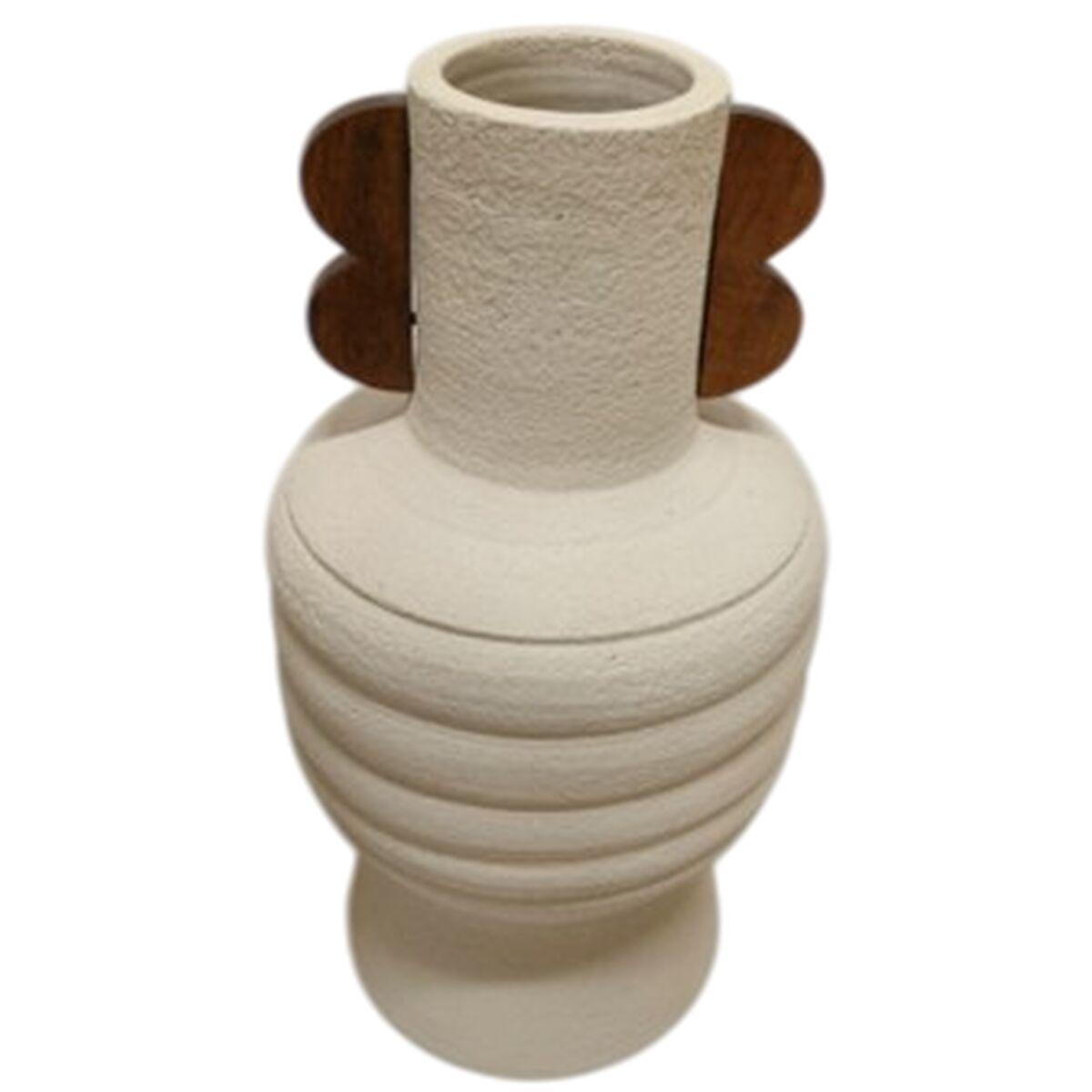 Jarrón Home ESPRIT Marrón Beige Terracota Madera de mango 28 x 28 x 33 cm