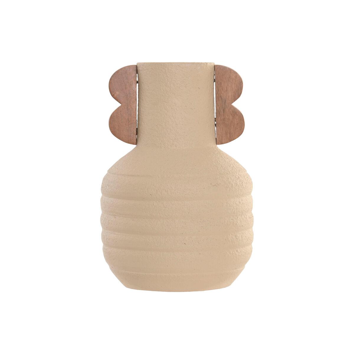 Jarrón Home ESPRIT Marrón Beige Terracota Madera de mango