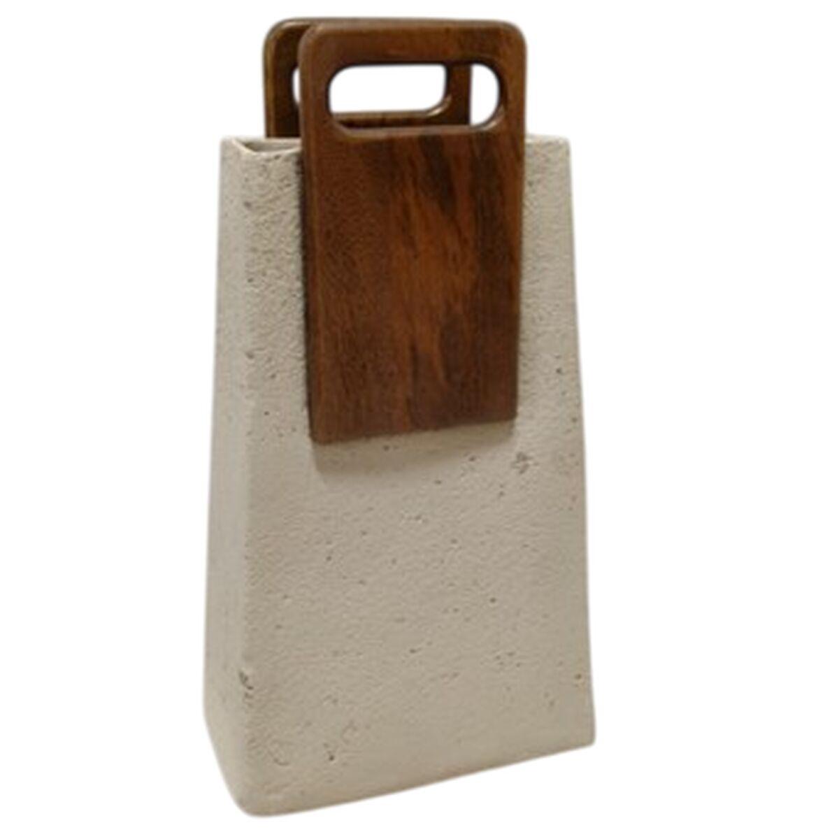 Jarrón Home ESPRIT Marrón Beige Madera de mango Papel maché