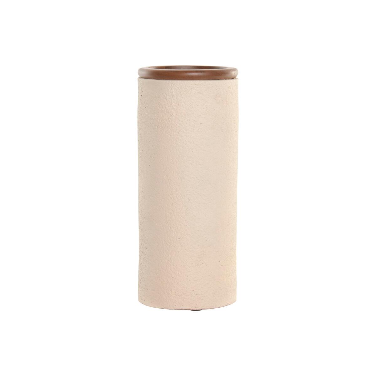 Jarrón Home ESPRIT Marrón Beige Terracota Madera de mango 16 x 16 x 40 cm