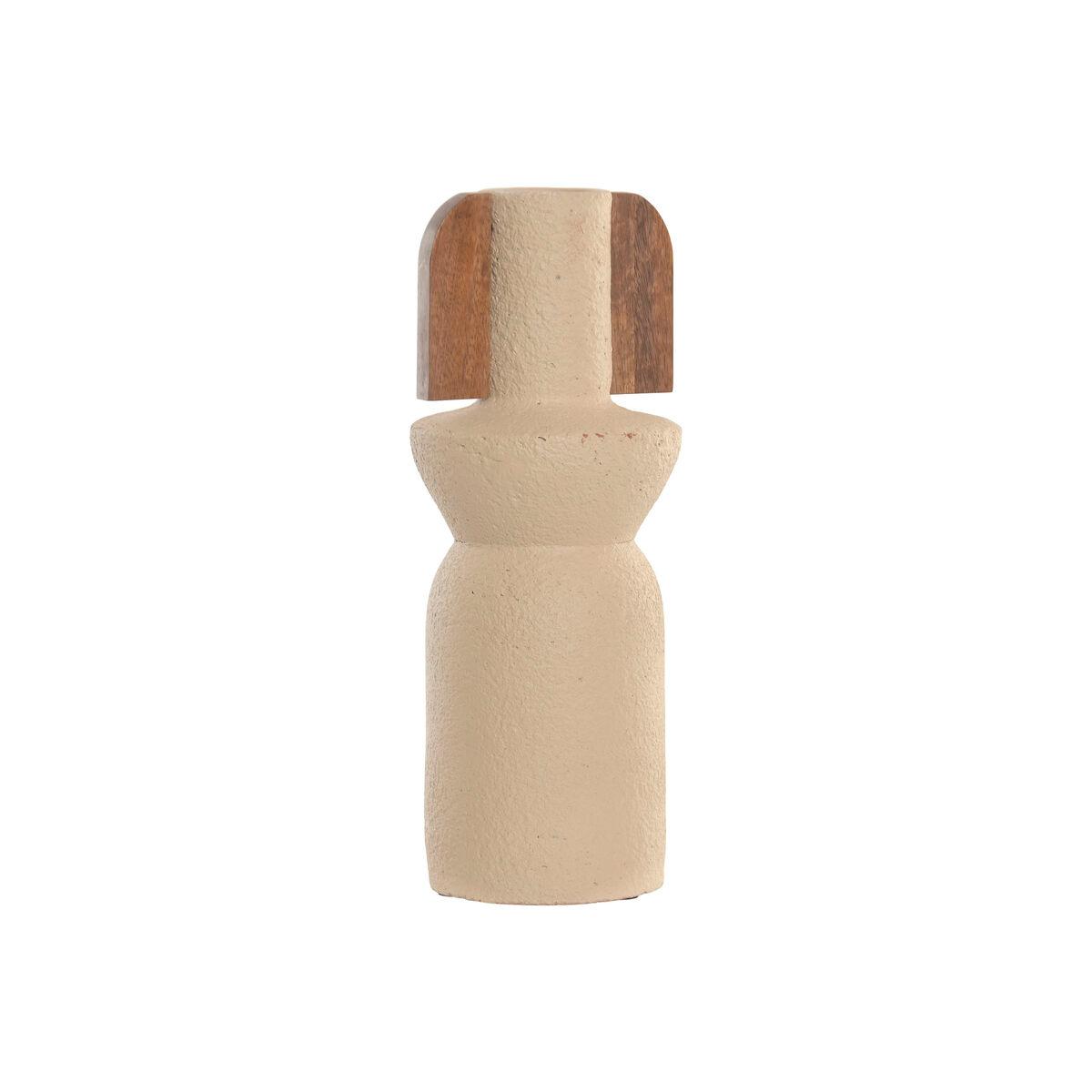 Jarrón Home ESPRIT Marrón Beige Terracota Madera de mango