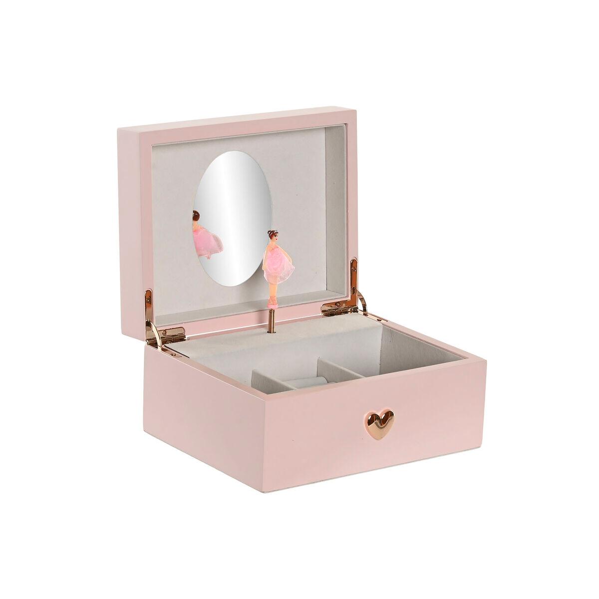 Caja-Joyero Home ESPRIT Rosa Madera Espejo