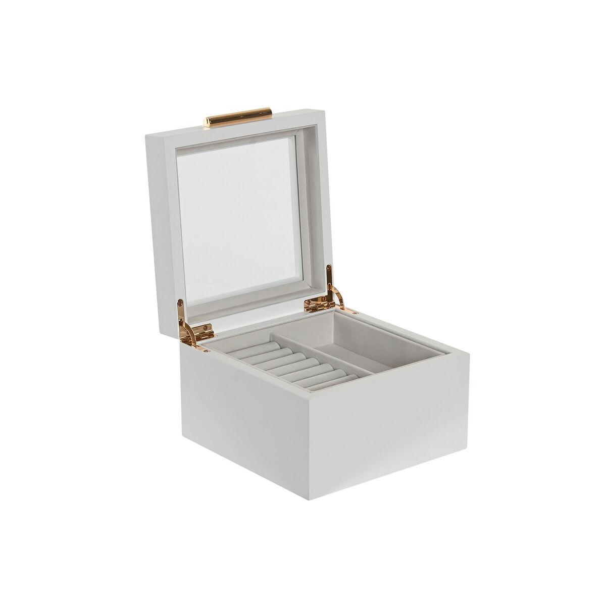 Caja-Joyero Home ESPRIT Blanco Madera Cristal