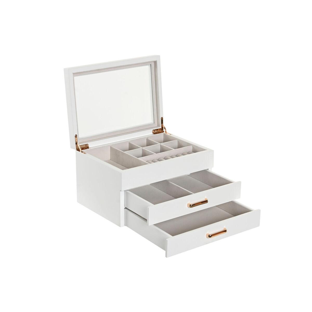 Caja-Joyero Home ESPRIT Blanco Madera Cristal