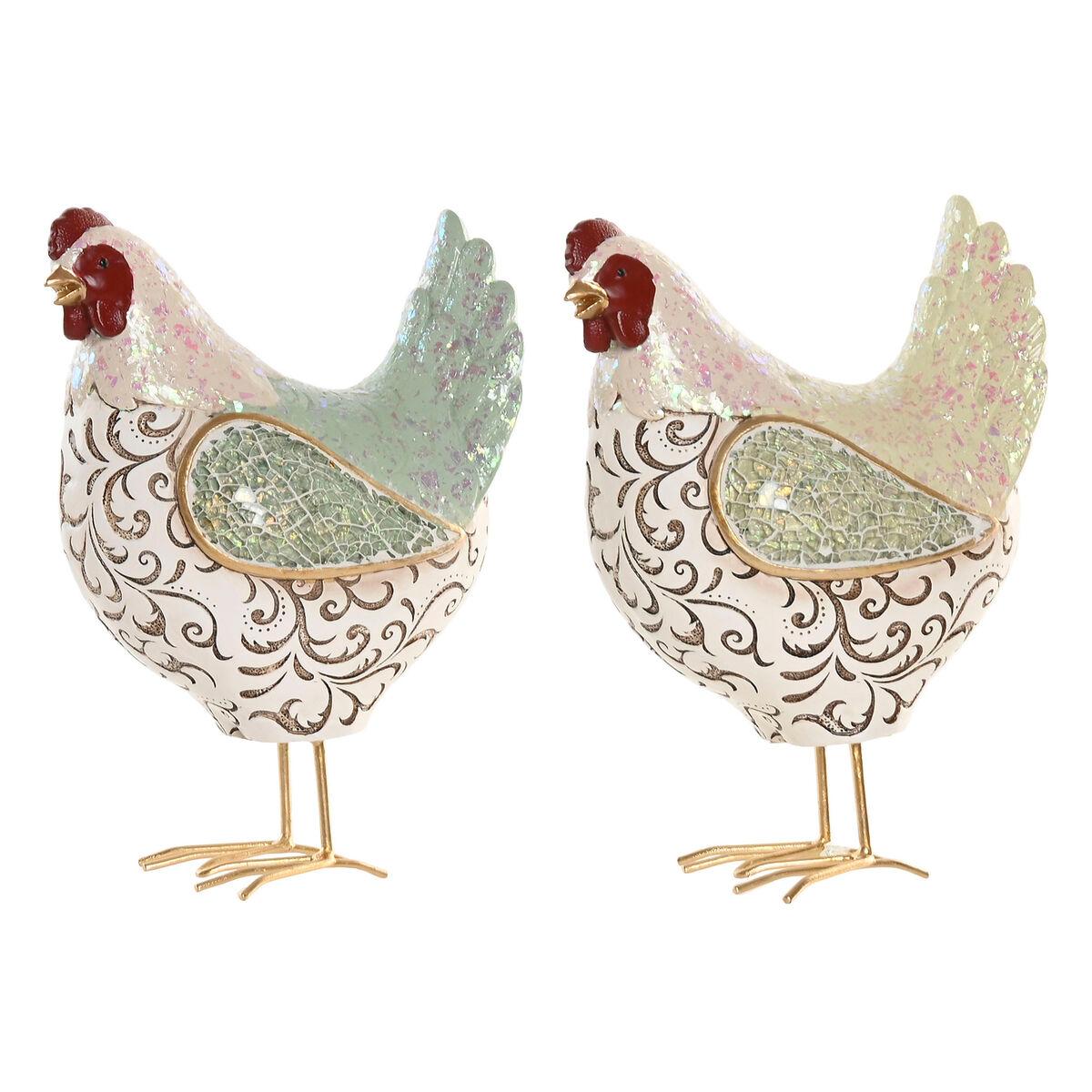 Figura Decorativa Home ESPRIT Verde Gallina (2 Unidades)