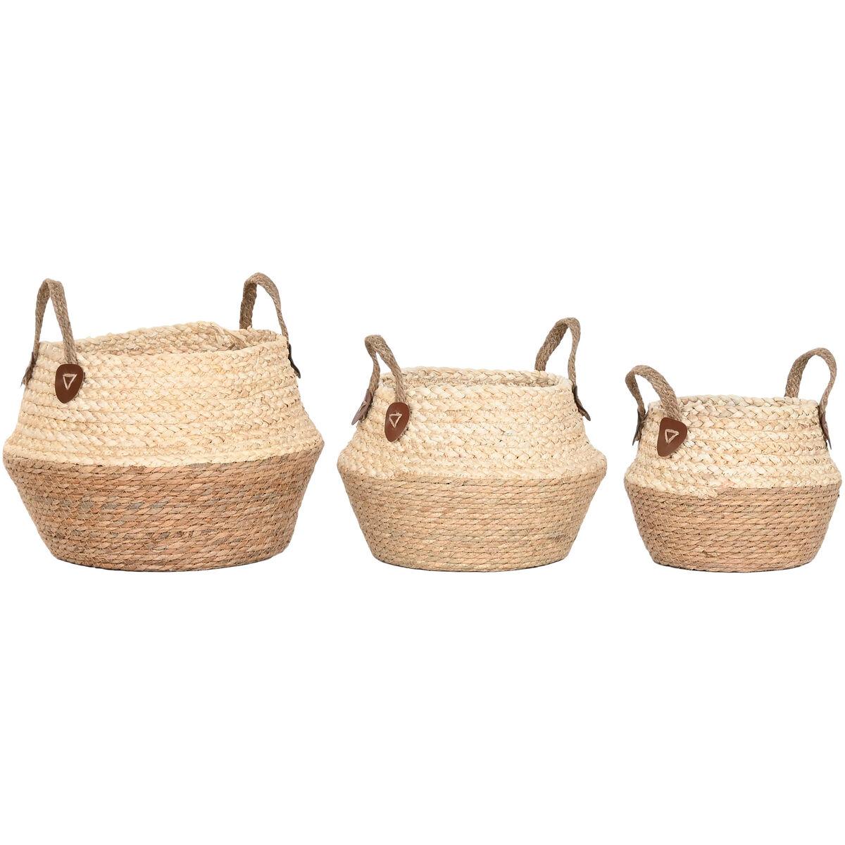 Caja Decorativa Home ESPRIT Natural Fibra natural (3 Piezas)