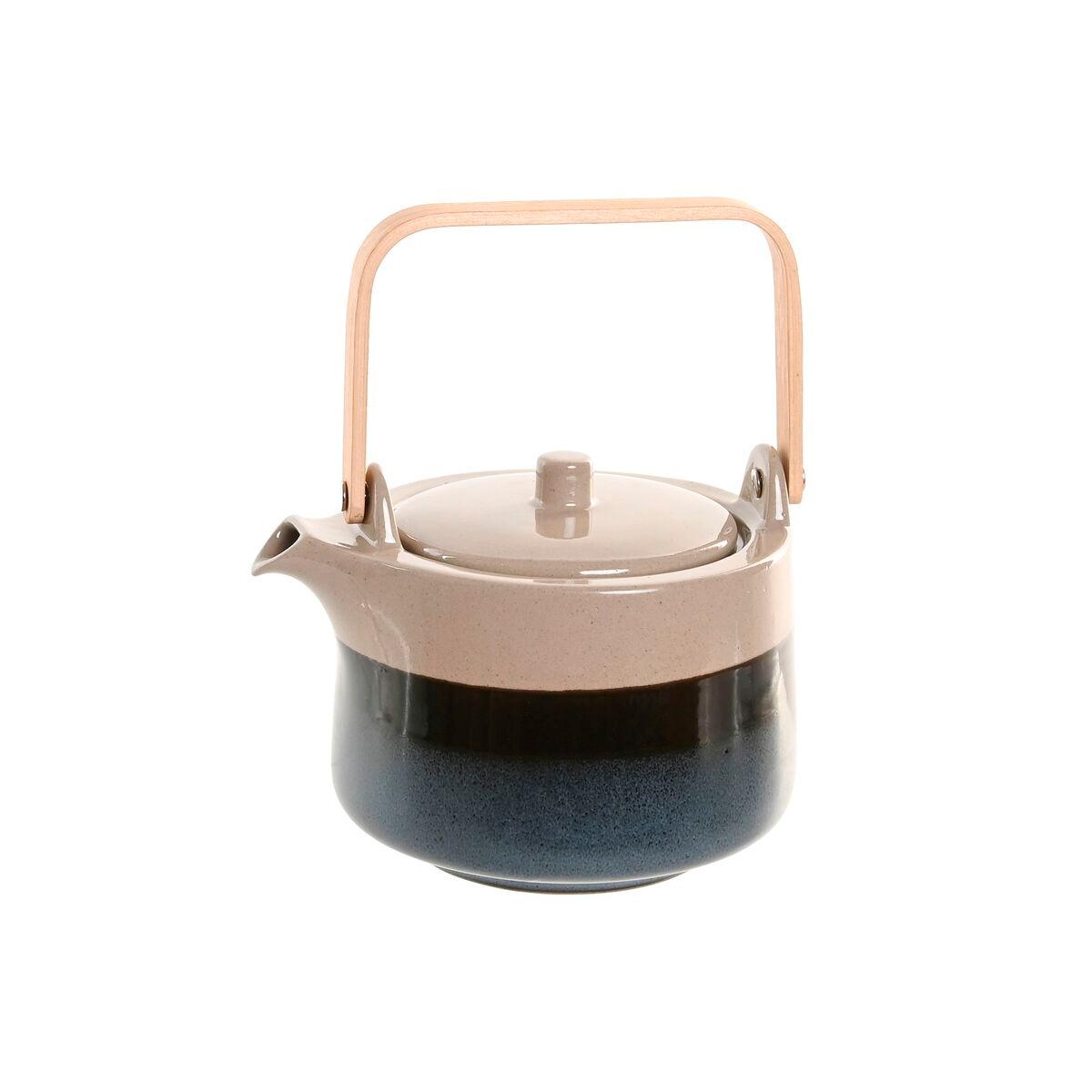 Tetera Home ESPRIT Azul Gris Bambú Porcelana 1 L