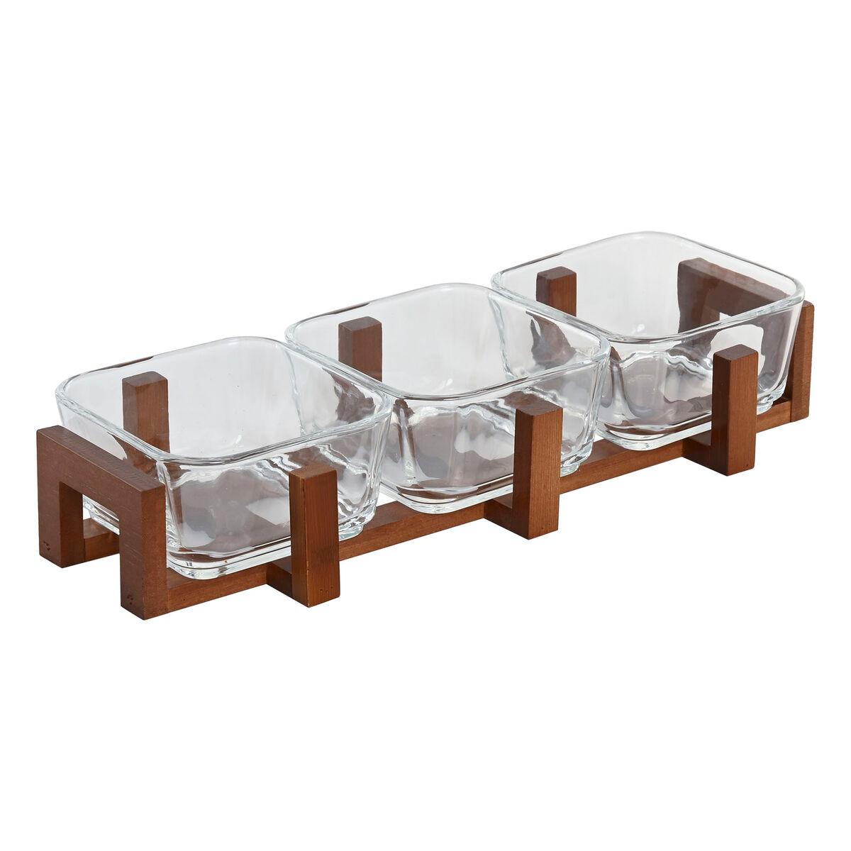 Bandeja de Aperitivos Home ESPRIT Transparente Natural 300 ml 32 x 12 x 6 cm