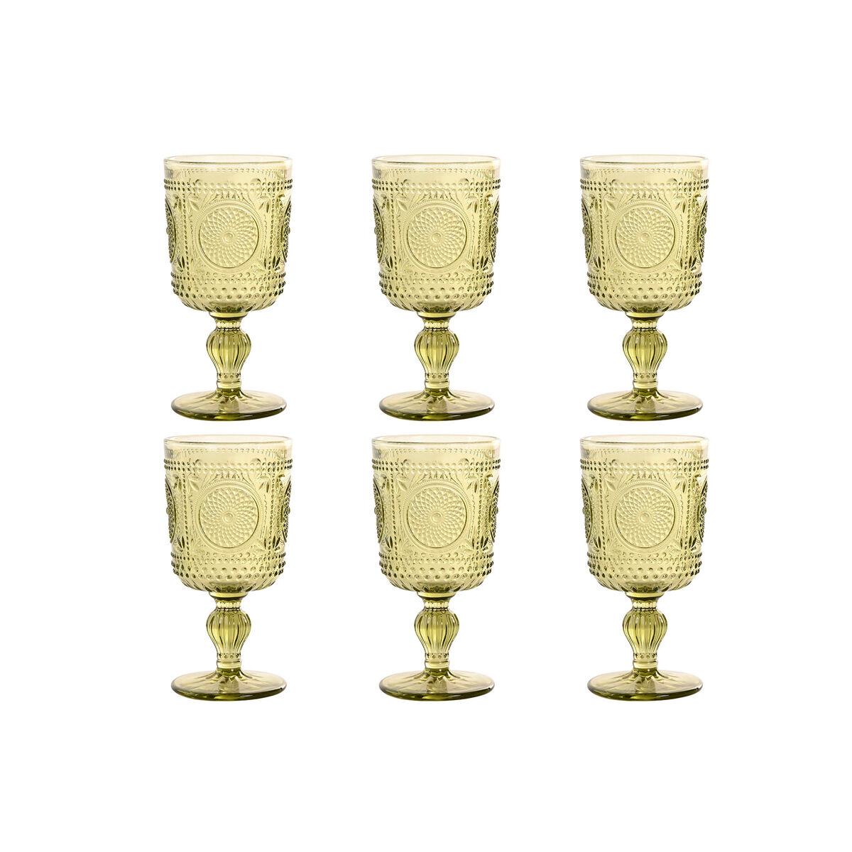 Set de Copas Home ESPRIT Verde Cristal 310 ml (6 Unidades)