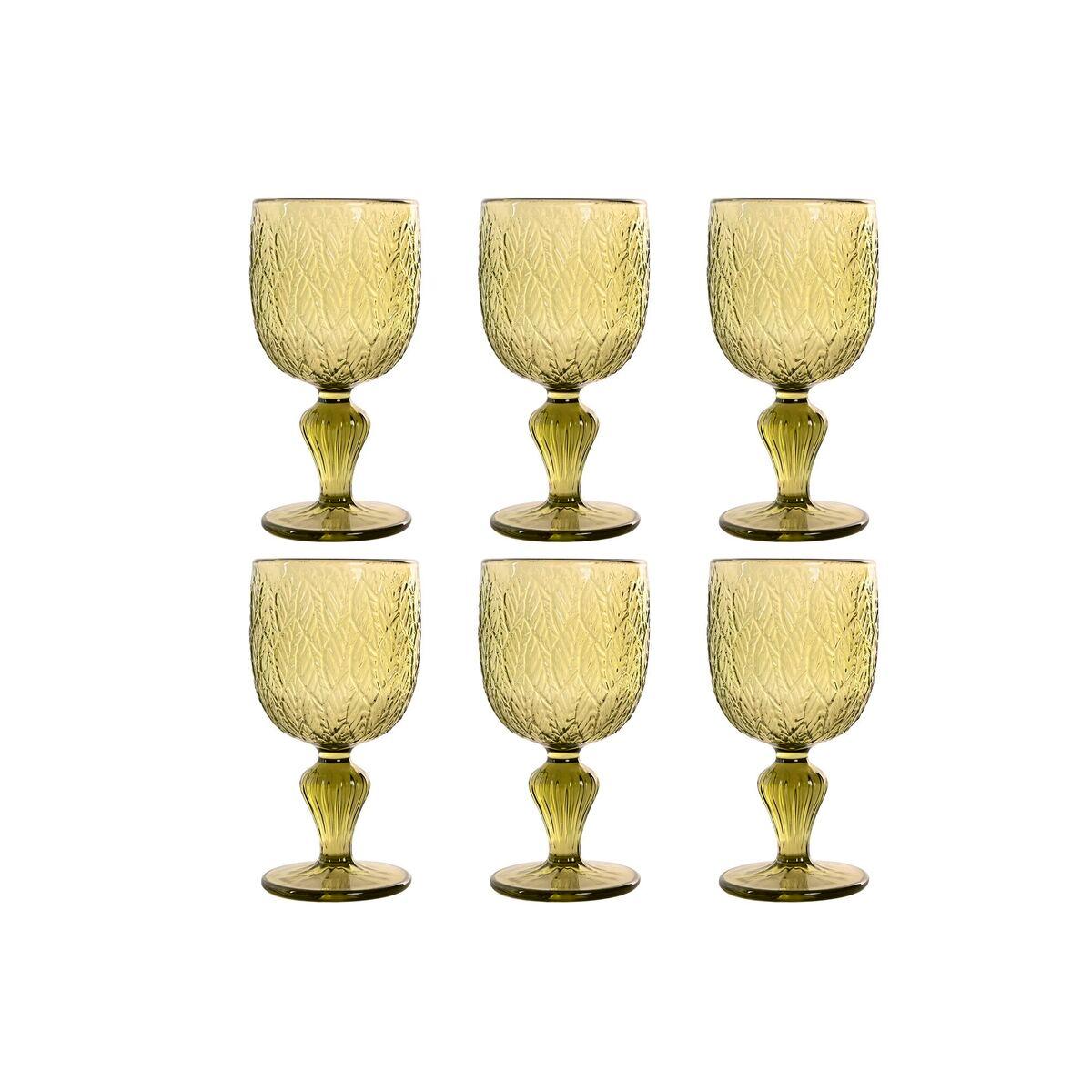 Set de Copas Home ESPRIT Verde Cristal 250 ml (6 Unidades)