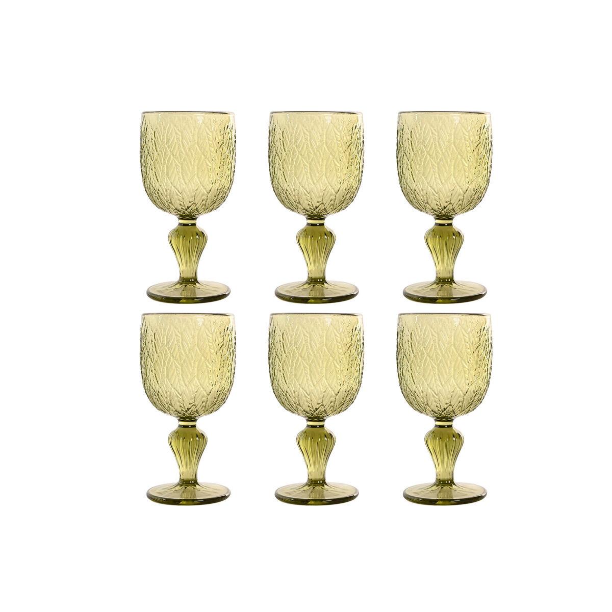Set de Copas Home ESPRIT Verde Cristal 340 ml (6 Unidades)