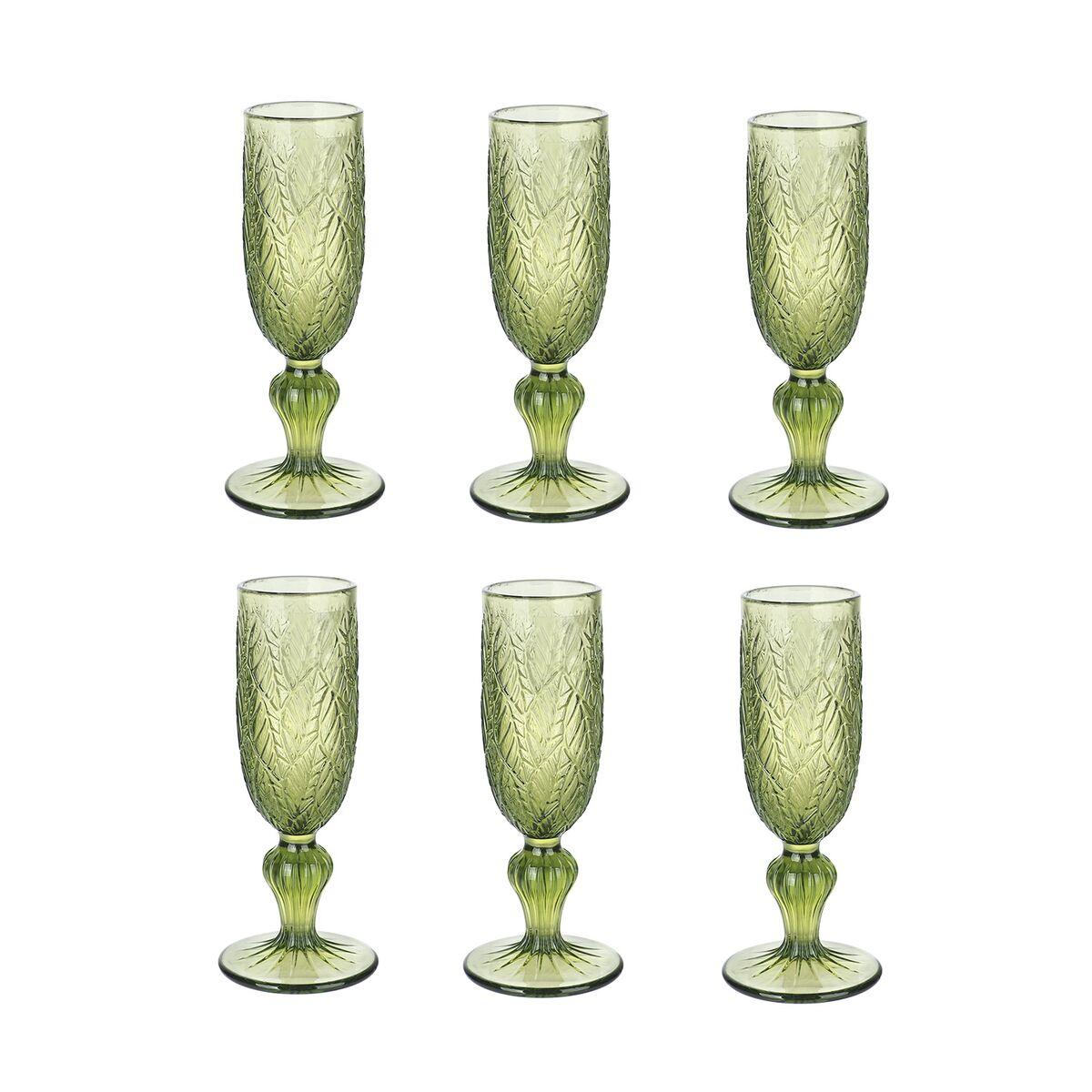 Set de Copas Home ESPRIT Verde Cristal 160 ml (6 Unidades)