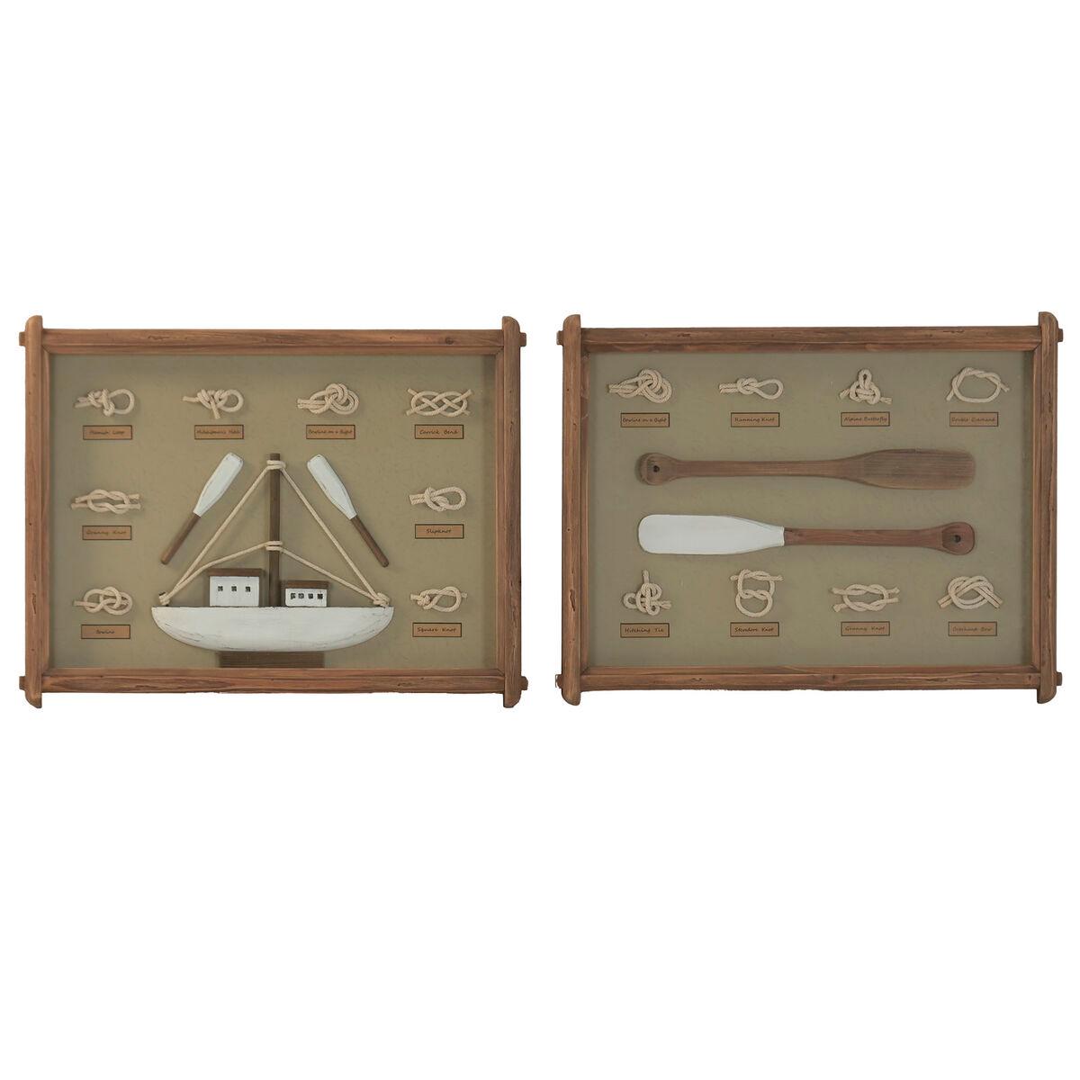 Cuadro Home ESPRIT Cristal Cuerda Pino 59 x 4 x 45 cm (2 Unidades)
