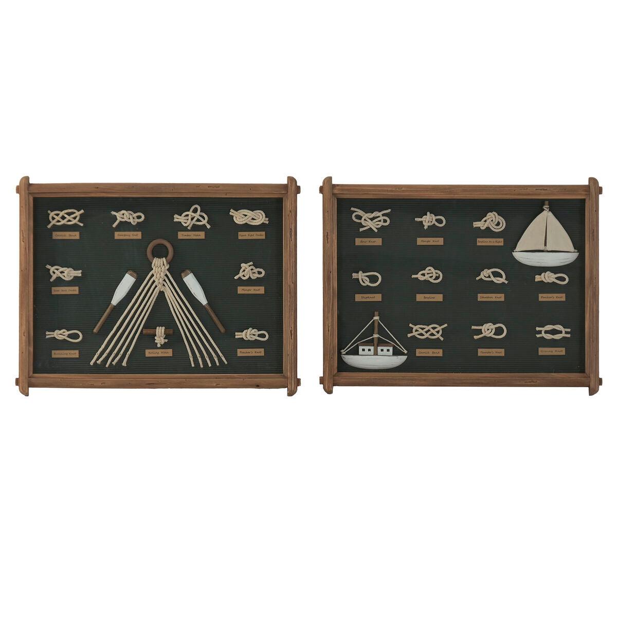 Cuadro Home ESPRIT Cristal Cuerda Pino 59 x 4 x 45 cm (2 Unidades)