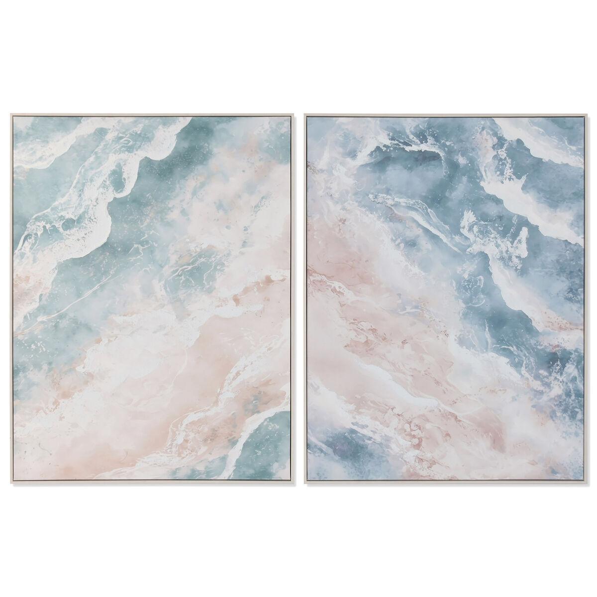 Lienzo Home ESPRIT Azul Playa Mediterráneo Con relieve 90 X 3,2 X 120 CM (2 Unidades)