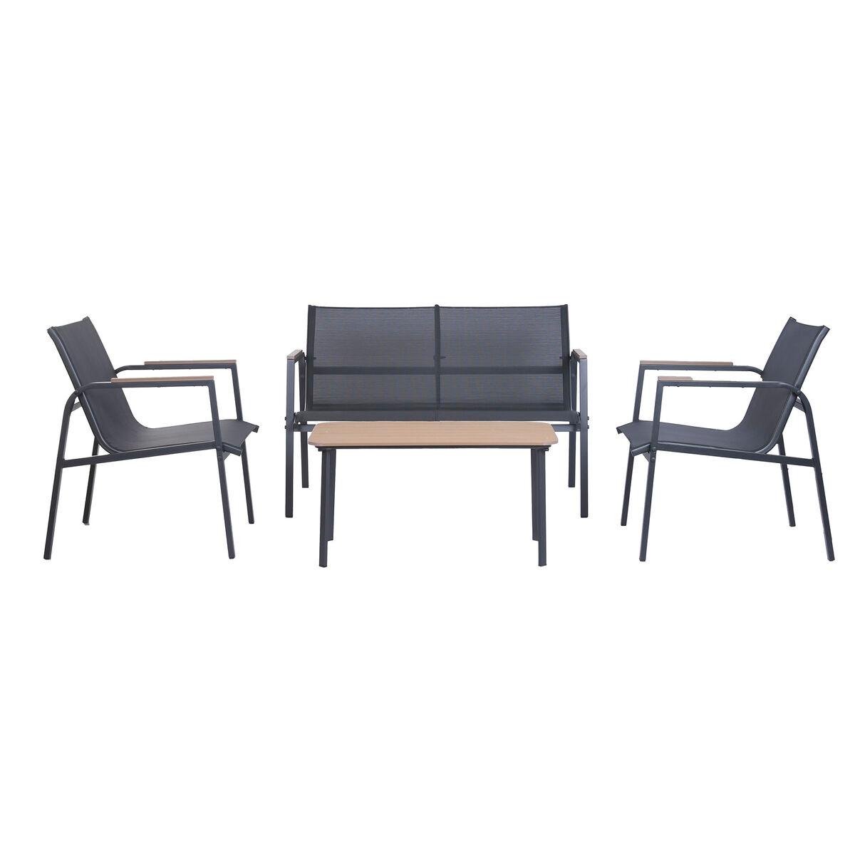 Sofá de Jardín Home ESPRIT Negro Gris oscuro 119 X 70 X 64 CM