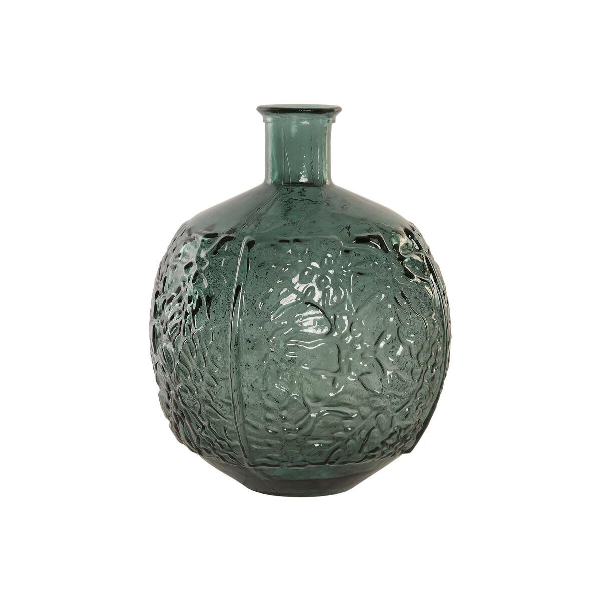 Jarrón Home ESPRIT Verde Cristal reciclado Tropical Hoja de planta 32 x 32 x 43 cm