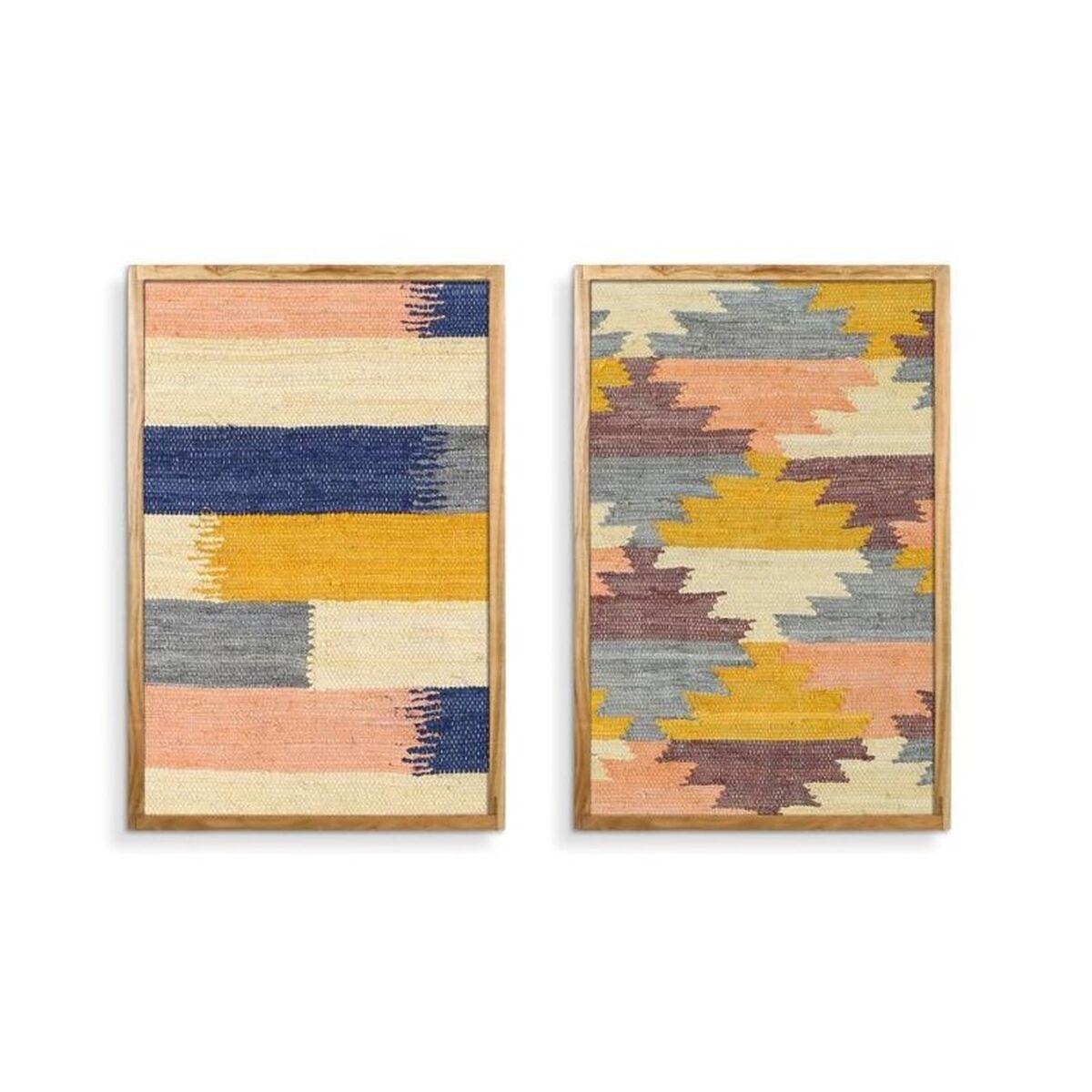 Cuadro Home ESPRIT Algodón Madera de acacia 75 x 3 x 105 cm (2 Unidades)
