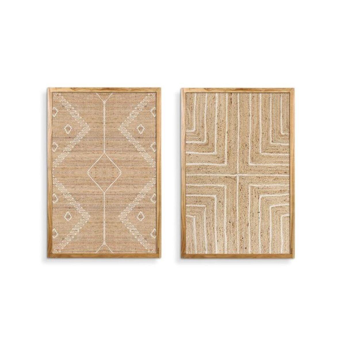 Cuadro Home ESPRIT Yute Madera de acacia 60 x 3 x 90 cm (2 Unidades)