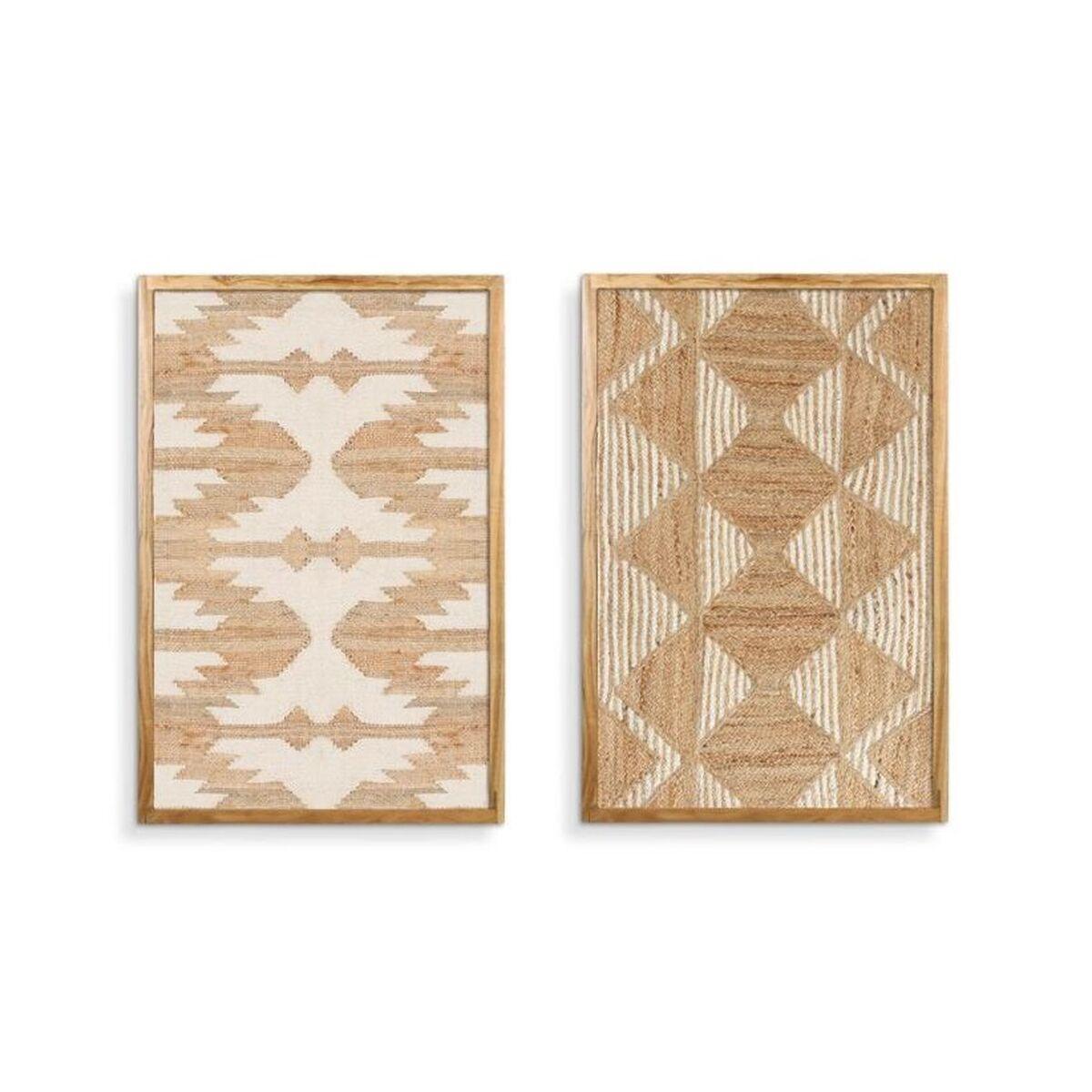 Cuadro Home ESPRIT Yute Madera de acacia 40 x 3 x 60 cm (2 Unidades)