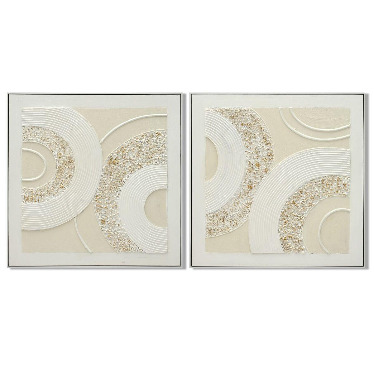 Lienzo Home ESPRIT Blanco Beige Abstracto Escandinavo 82 x 4,5 x 82 cm (2 Unidades)